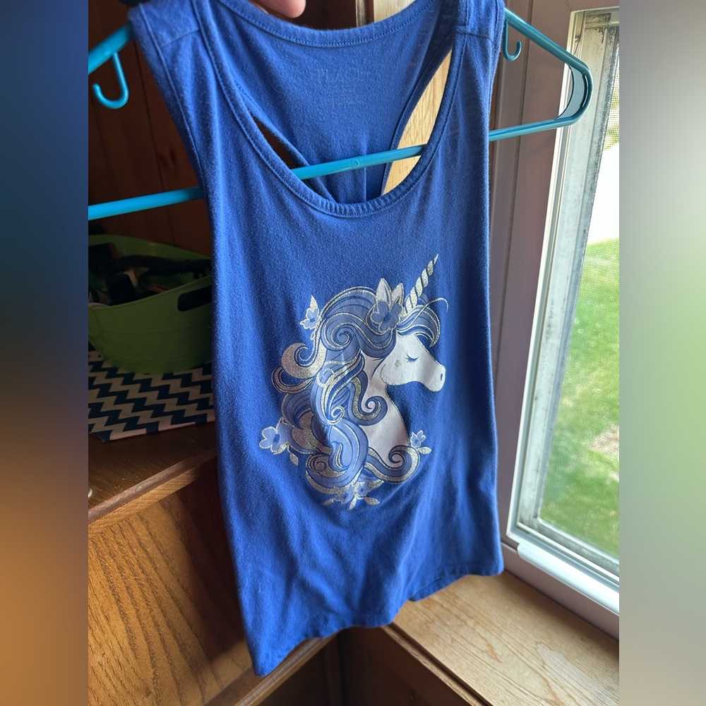 The Children's Place Royal Blue Unicorn Tank Top with Silver Accents